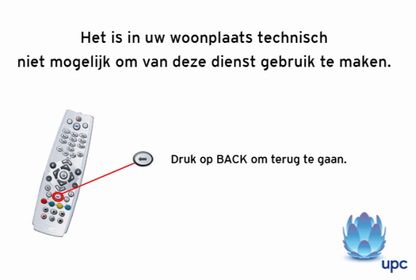Het is in uw woonplaats technisch niet mogelijk om van deze dienst gebruik te maken