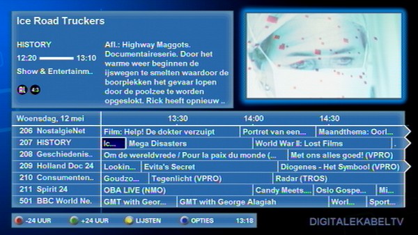 horizontaal overzicht EPG