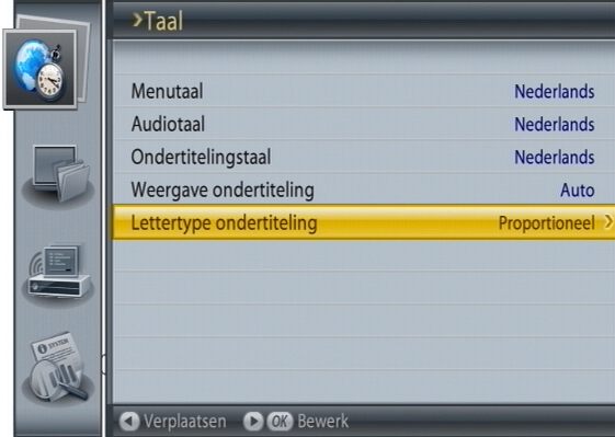 Menu lettertype ondertiteling