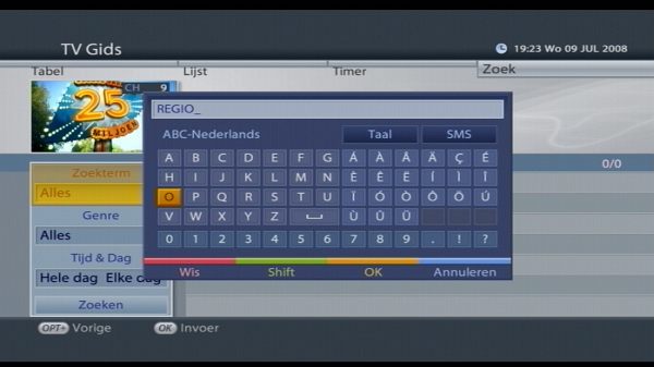 Zoeken binnen EPG