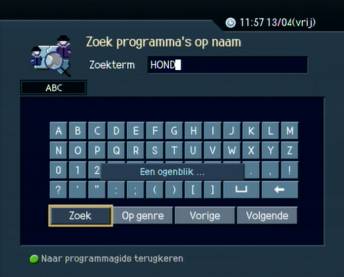 zoeken in EPG
