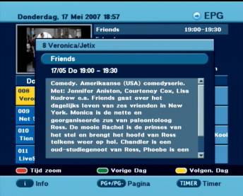 programma info in EPG