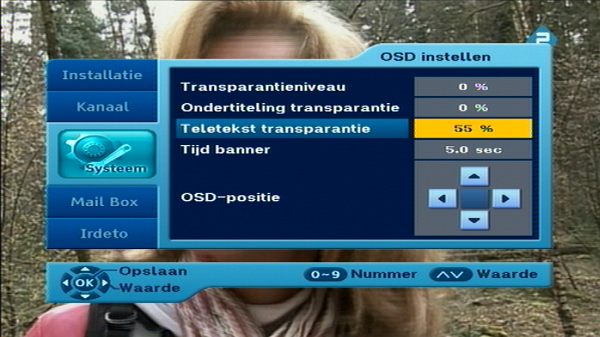 teletext transparantie instellen