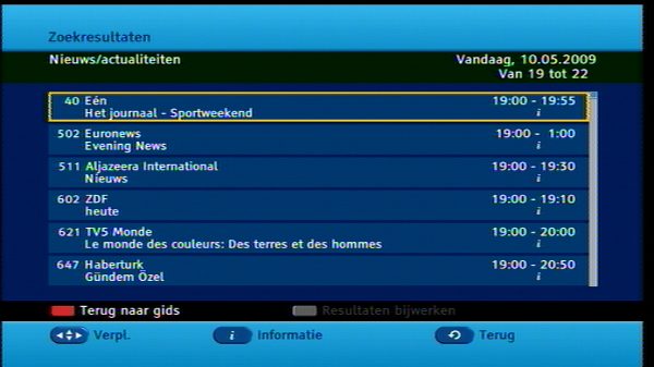 epg zoekresultaten