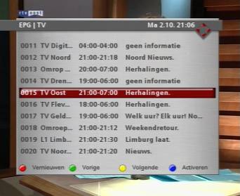EPG scherm