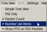 number list items menu