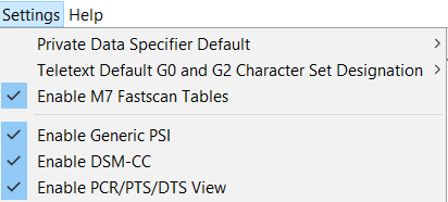 Settings Menu
