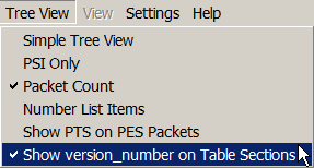 Show version_number on Table Sections menu